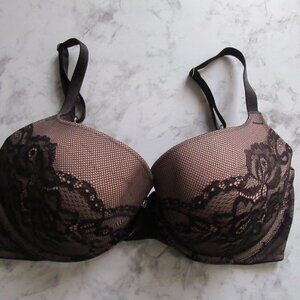 Victorias Secret Bra 34DD Black Lace Lined‎ Demi Underwire Padded